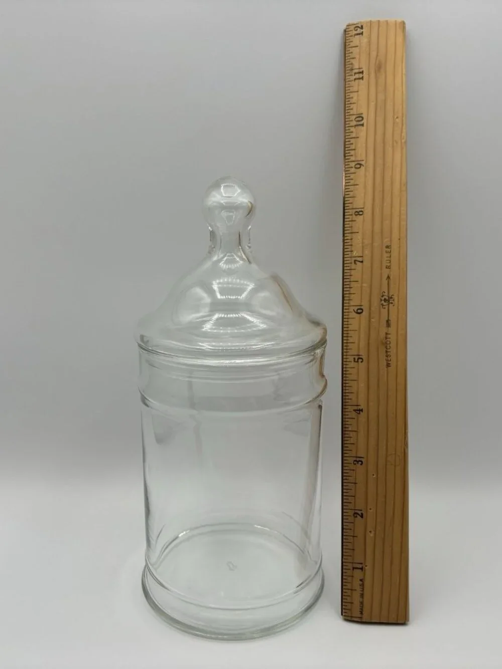 Vintage Anchor Hocking Clear Apothecary Jar Circus Tent Top Lid Bathroom Vanity